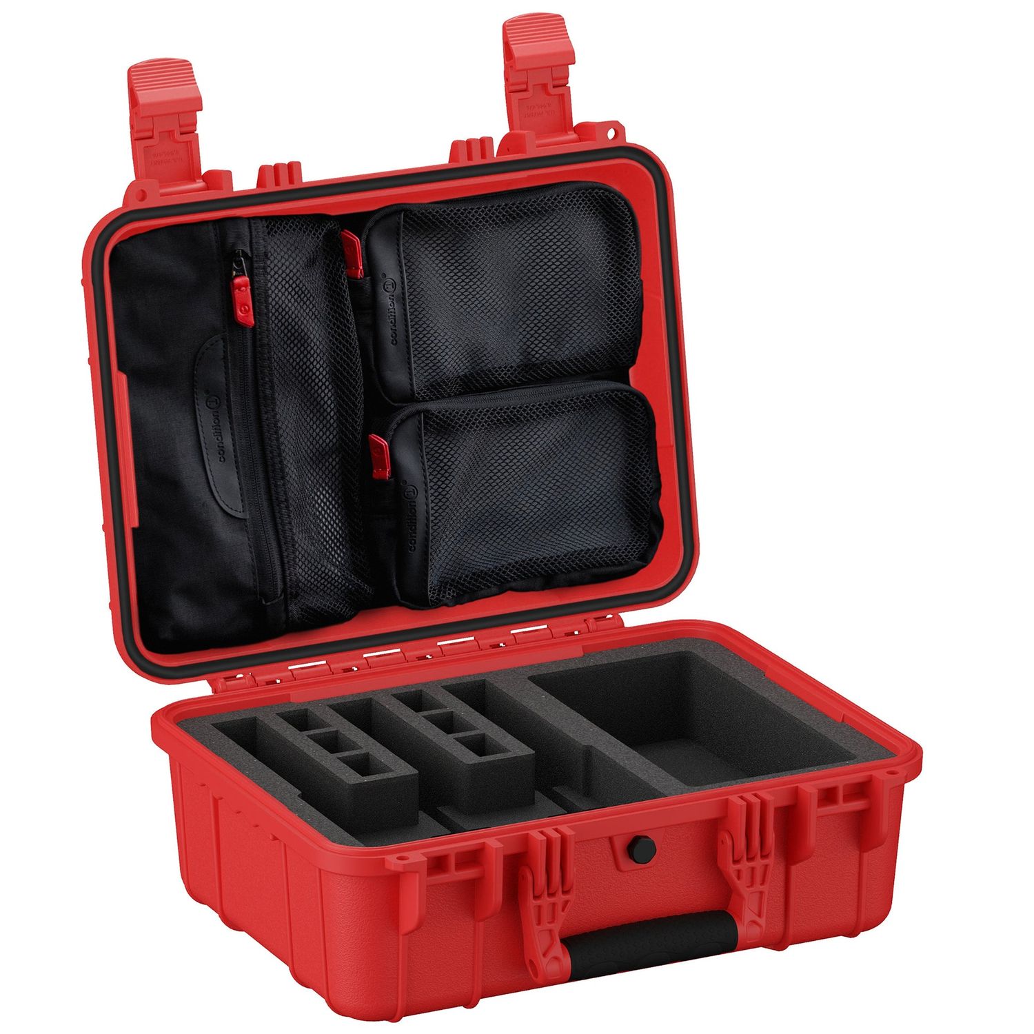 CONDITION 1 16" 3 PISTOL CASE #179 FDE  W/LID RED