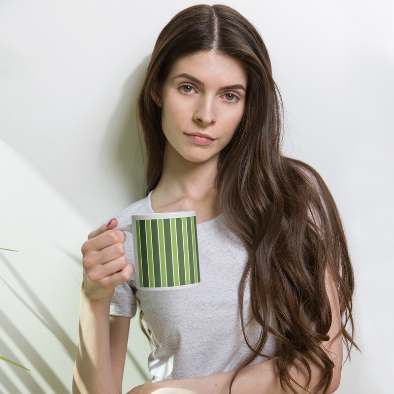 &quot;Big Eye Green Girl&quot; Print - White Gossy Mug