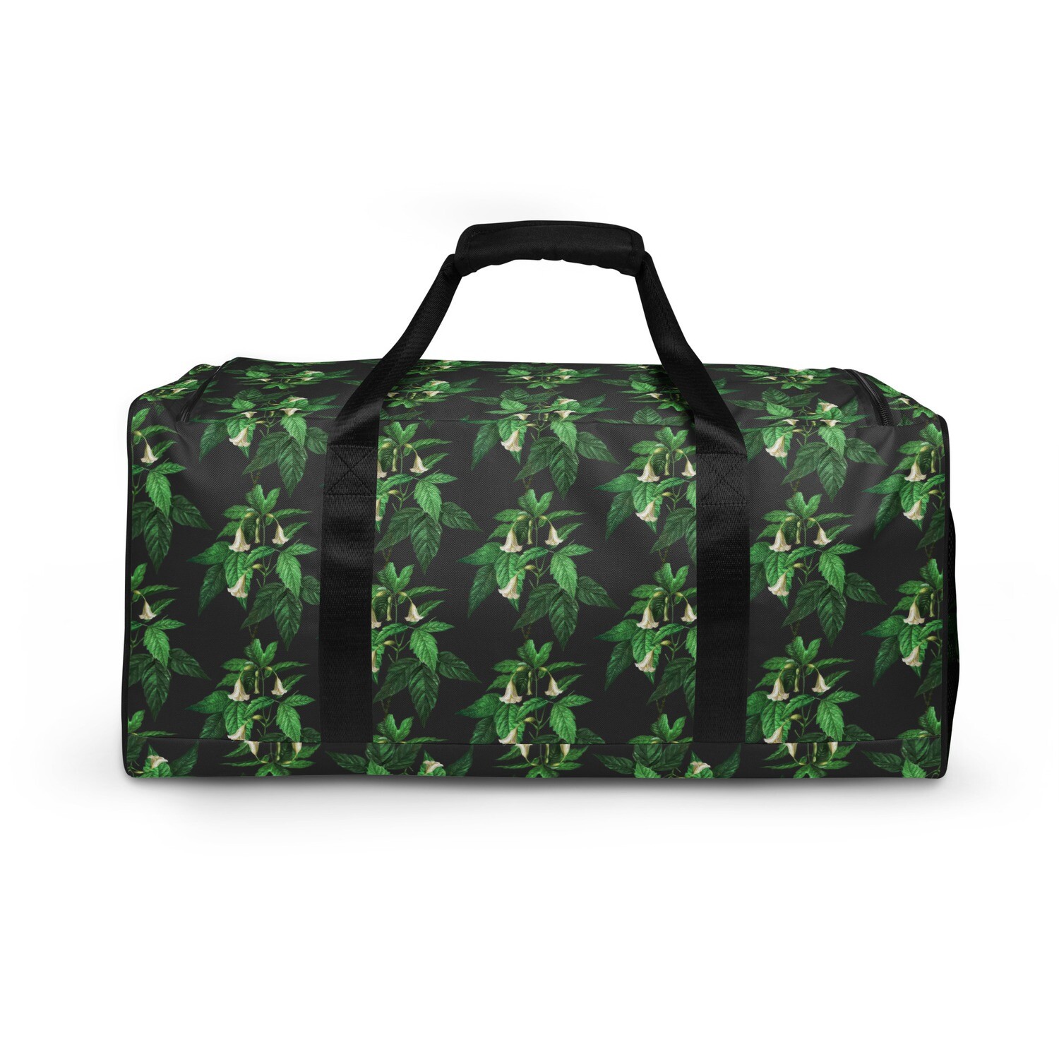 &quot;Green Foliage &amp; Bell Flowers&quot; Print Duffle bag