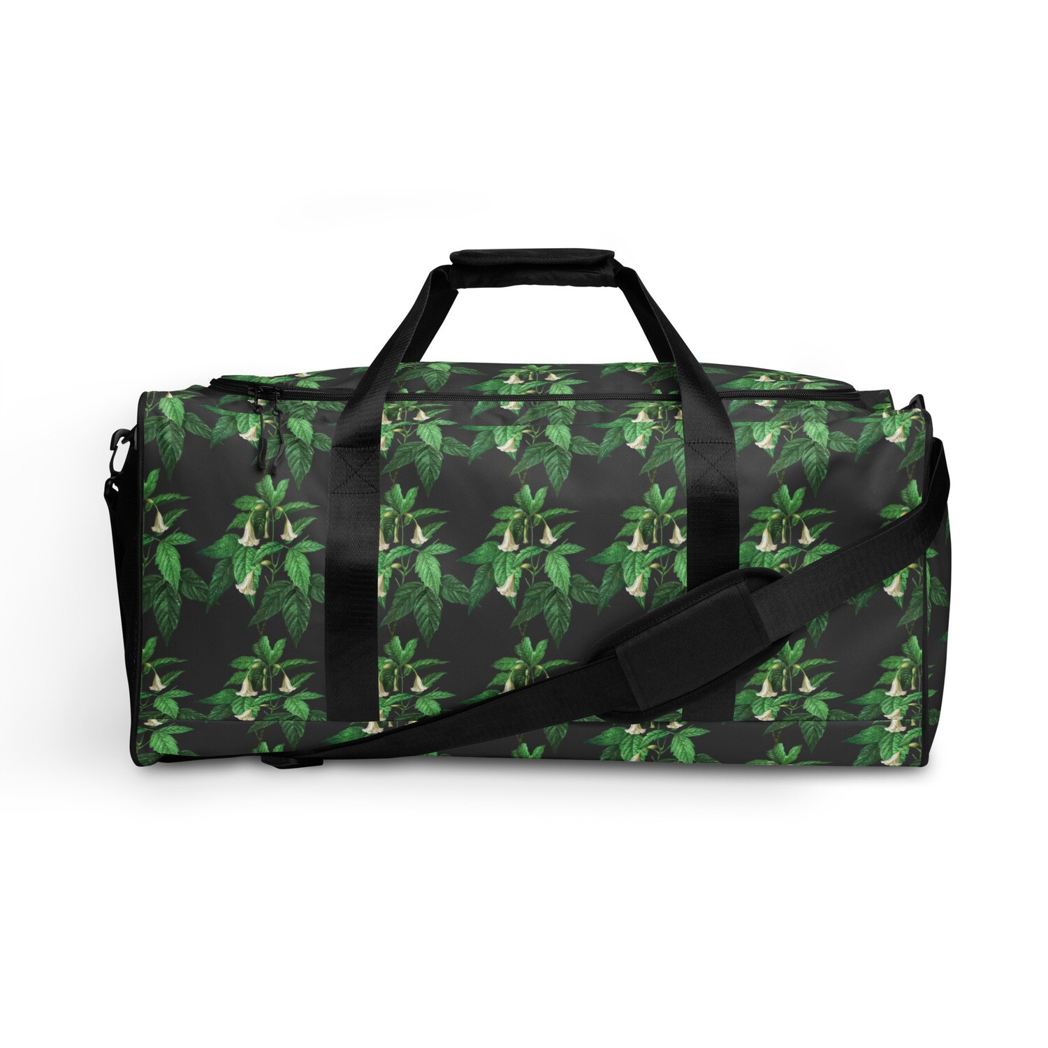 &quot;Green Foliage &amp; Bell Flowers&quot; Print Duffle bag