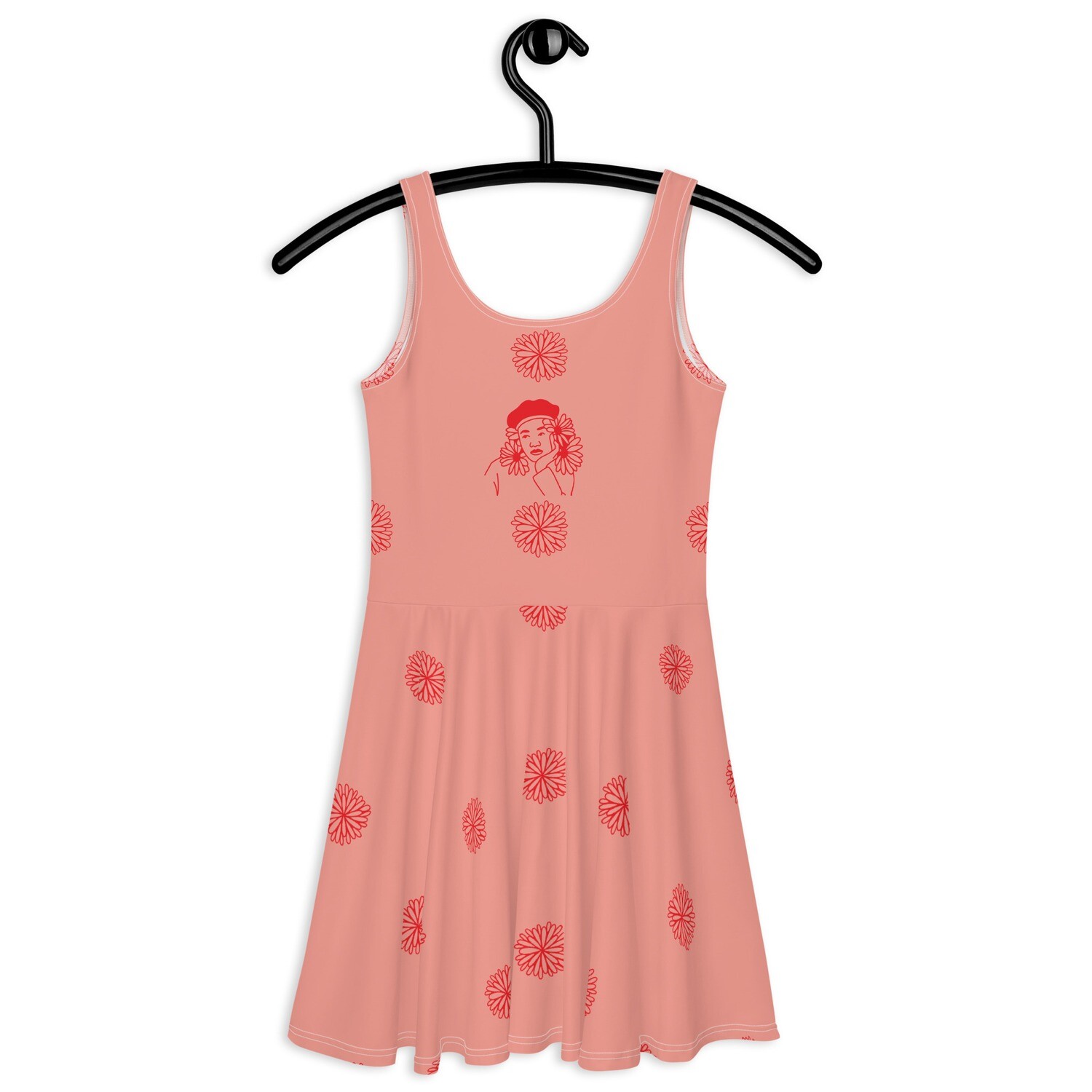 &quot;Flower &amp; Girl Print&quot; Skater Mini Dress- Spring/Summer Dress