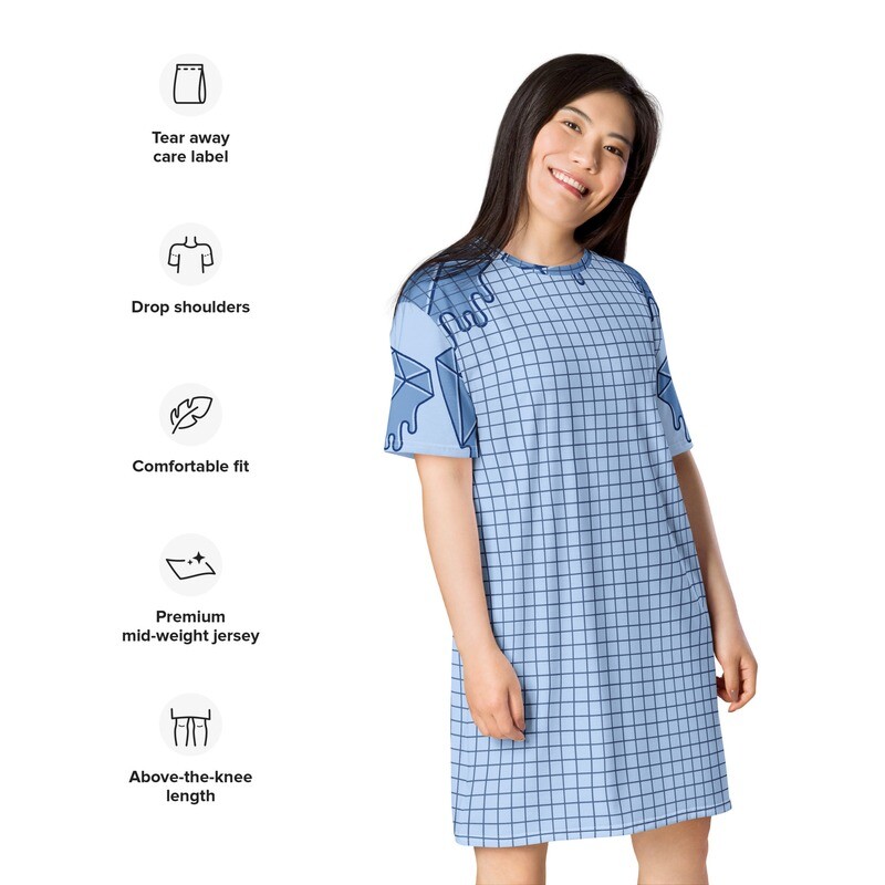 &quot;Blue Print Graphic&quot;  Mini T-shirt dress