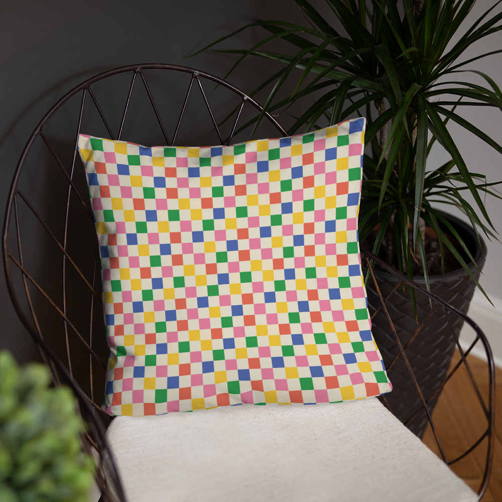 &quot;Colorful Checkers Print - Basic Pillow