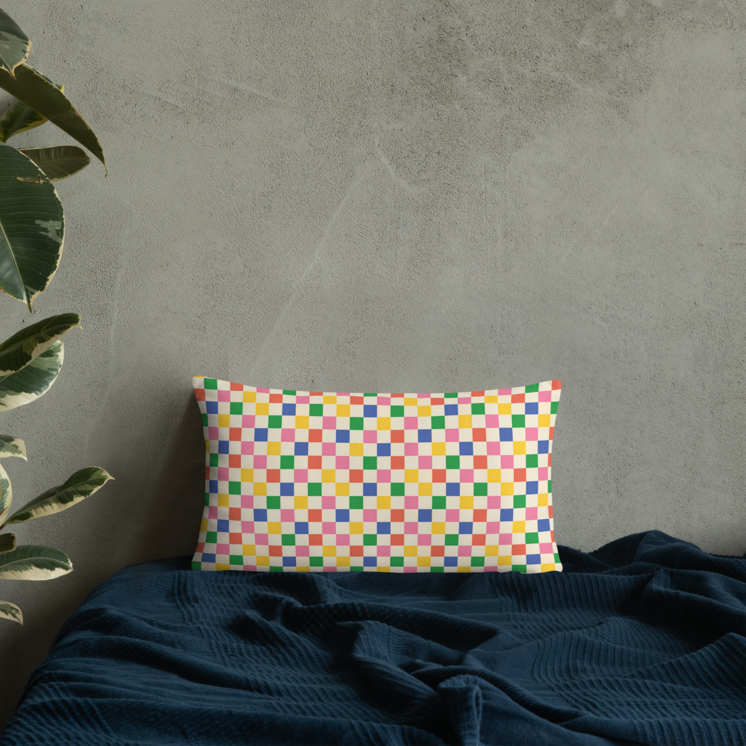 &quot;Colorful Checkers Print - Basic Pillow