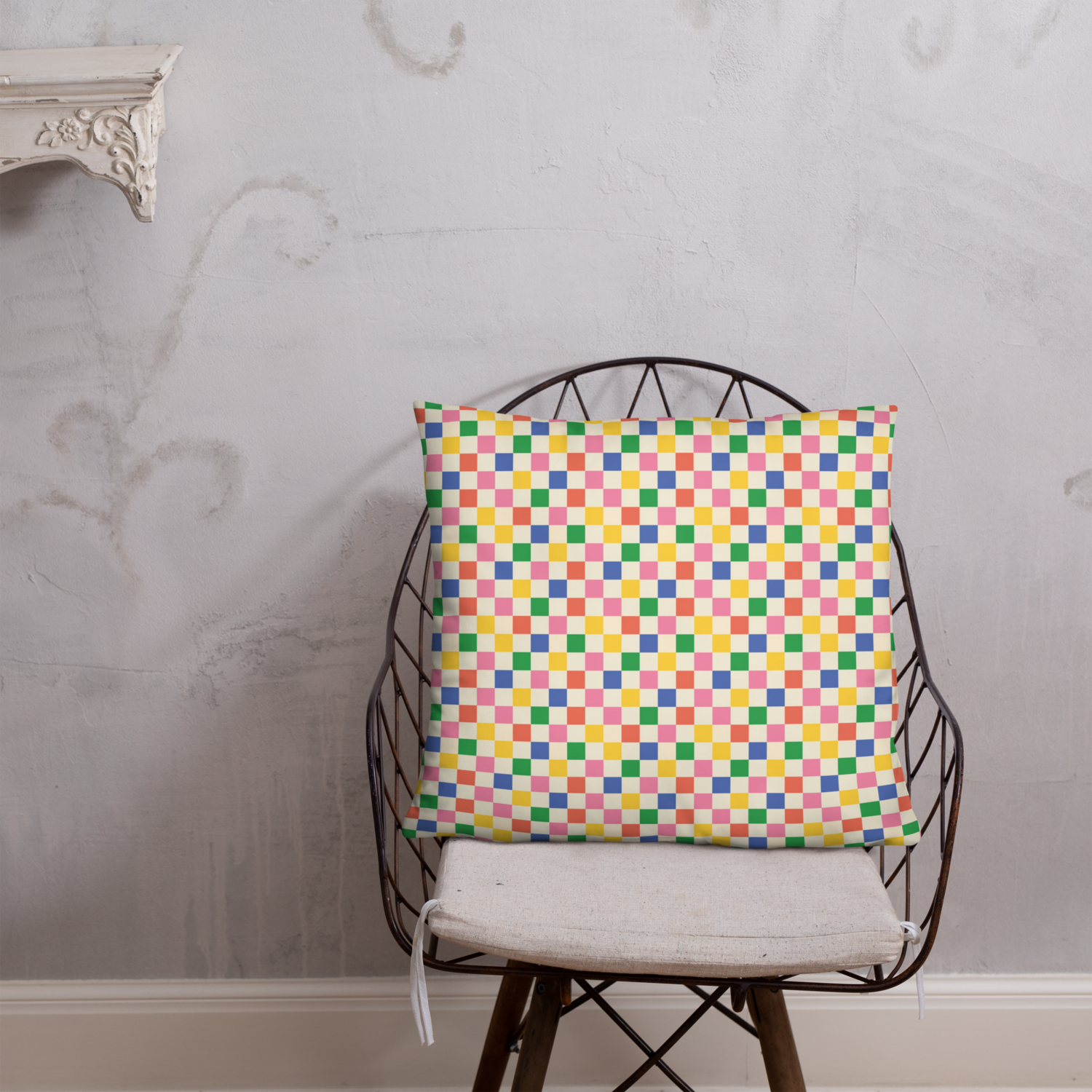 &quot;Colorful Checkers Print - Basic Pillow