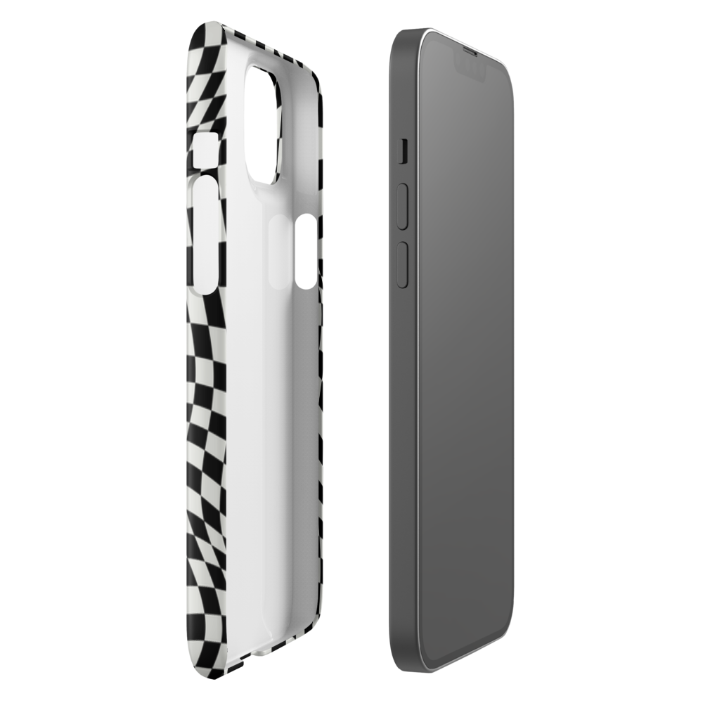 &quot;Wave-Black &amp; White/Checkered&quot; Print Snap Case for iPhone®