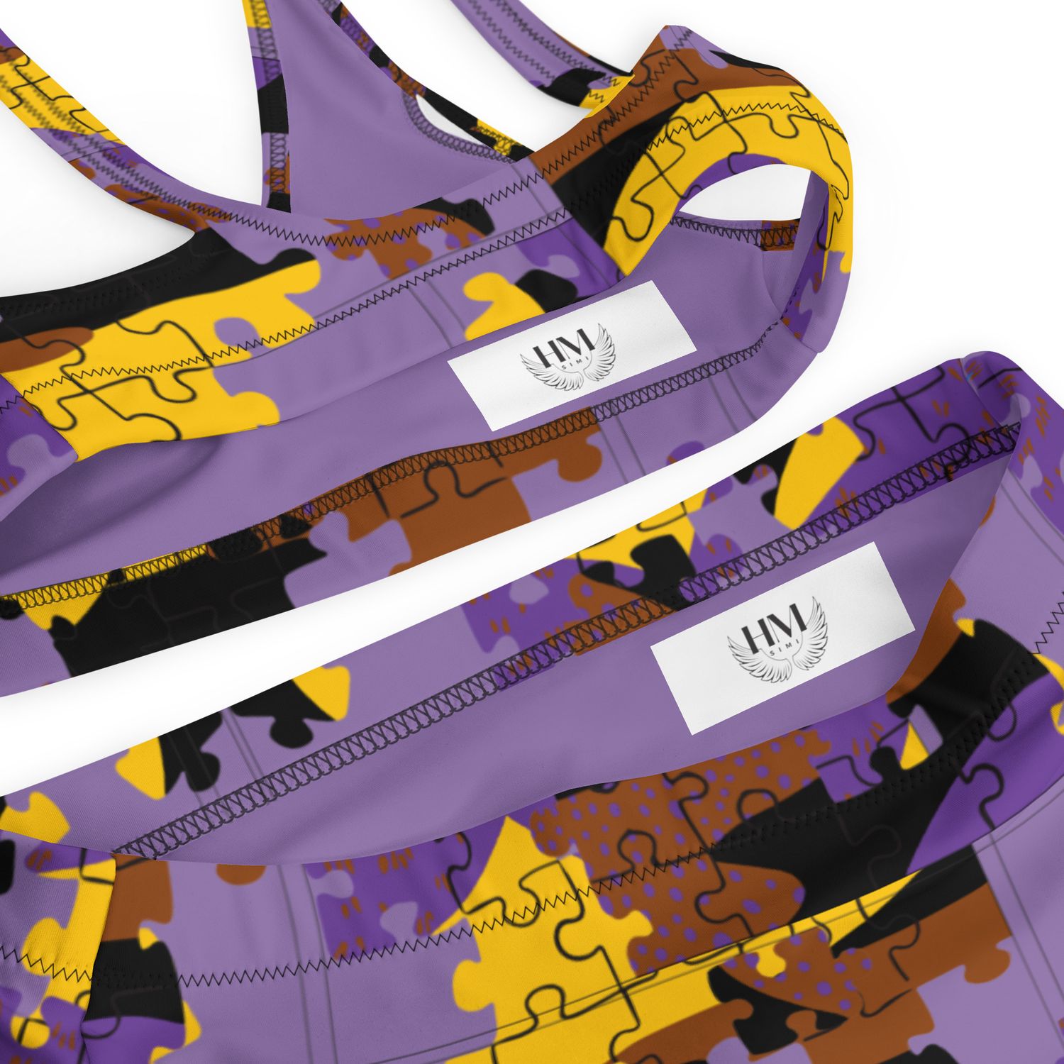 &quot;Puzzle Print&quot; - Recycled High-Waisted Bikini