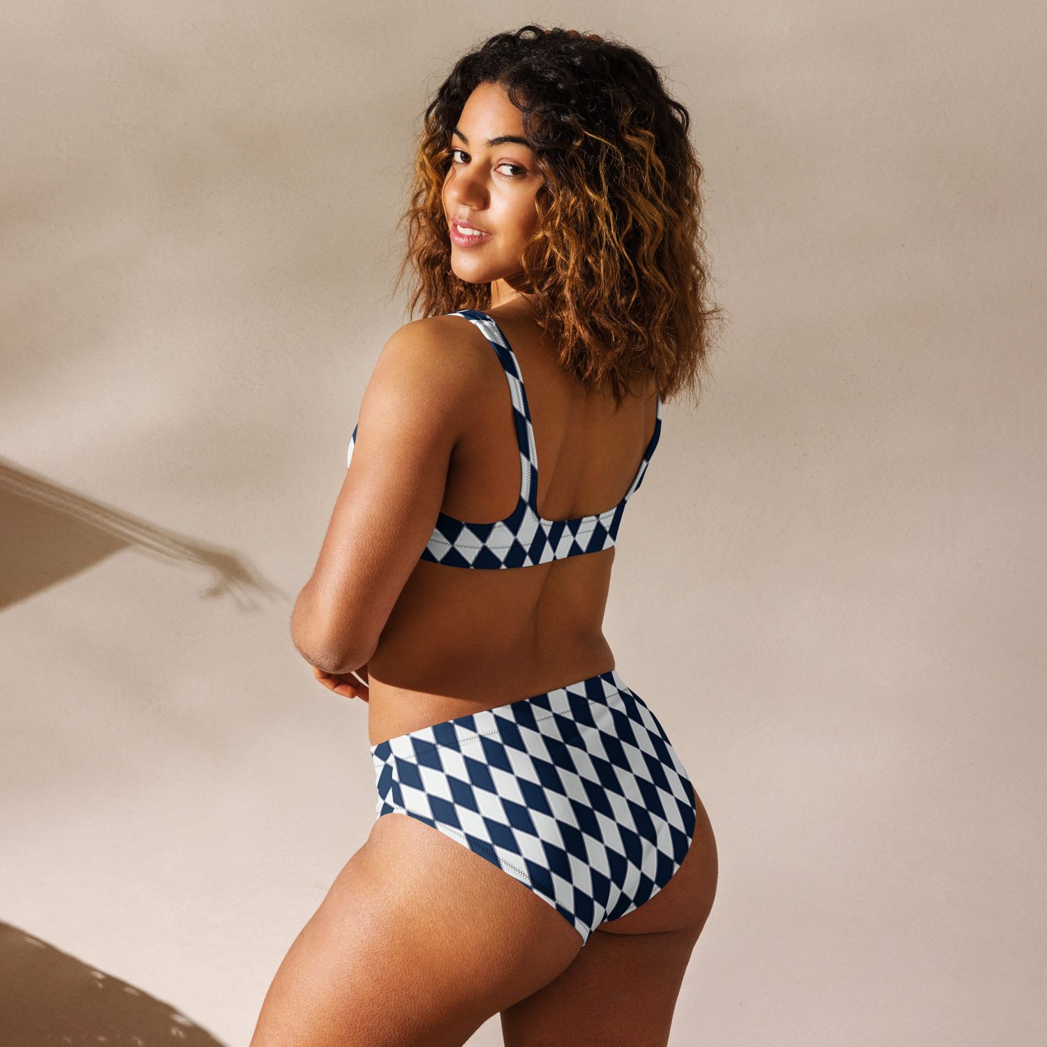 Black &amp; White Checkers Recycled High-Waisted Bikini