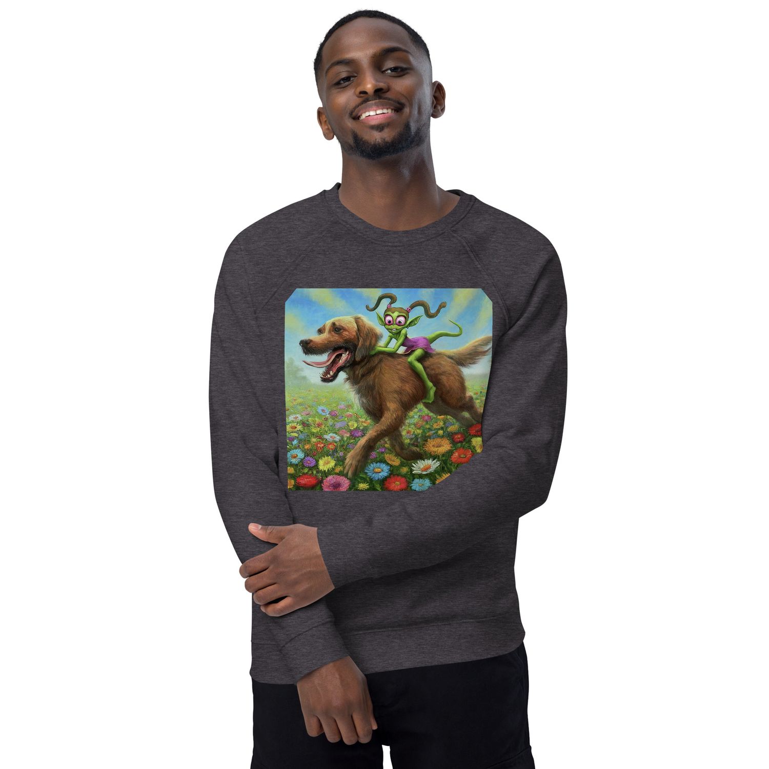 Fetching Friend Long Sleeve - Unisex Organic Raglan Sweatshirt