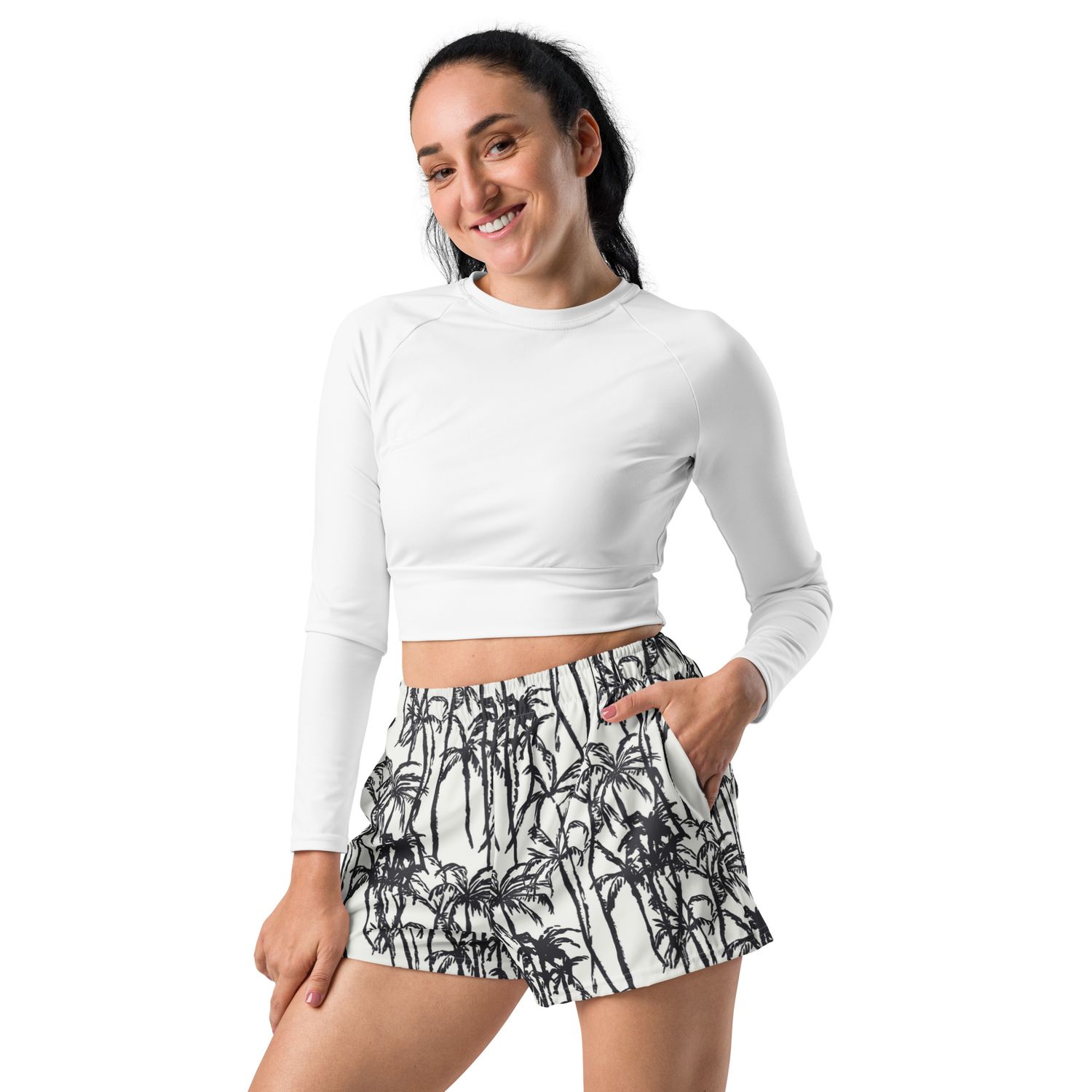 HM Simi Design, Tree Print - Women’s Recycled Athletic Shorts