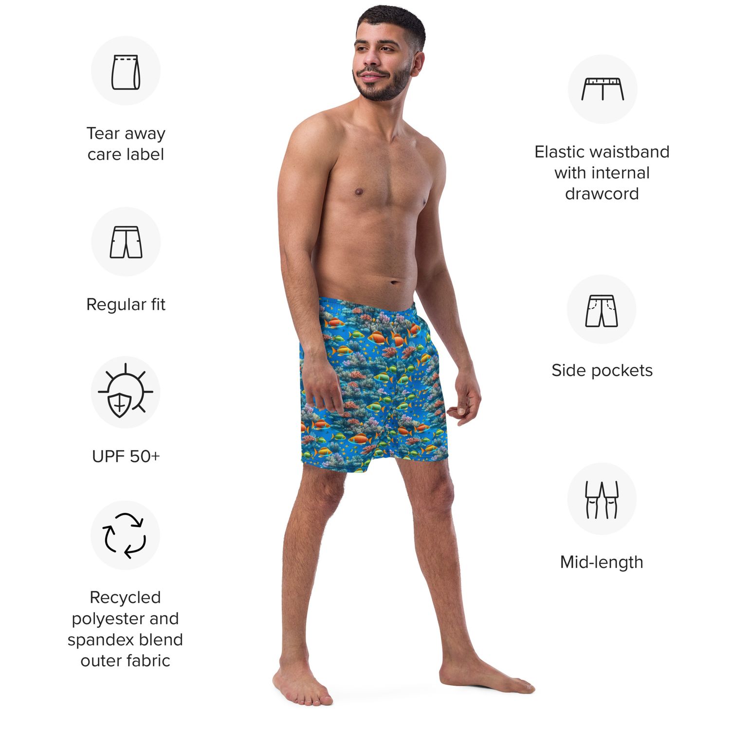 Oceanic Odyssey All-Over Print Recycled Men Swim Trunks