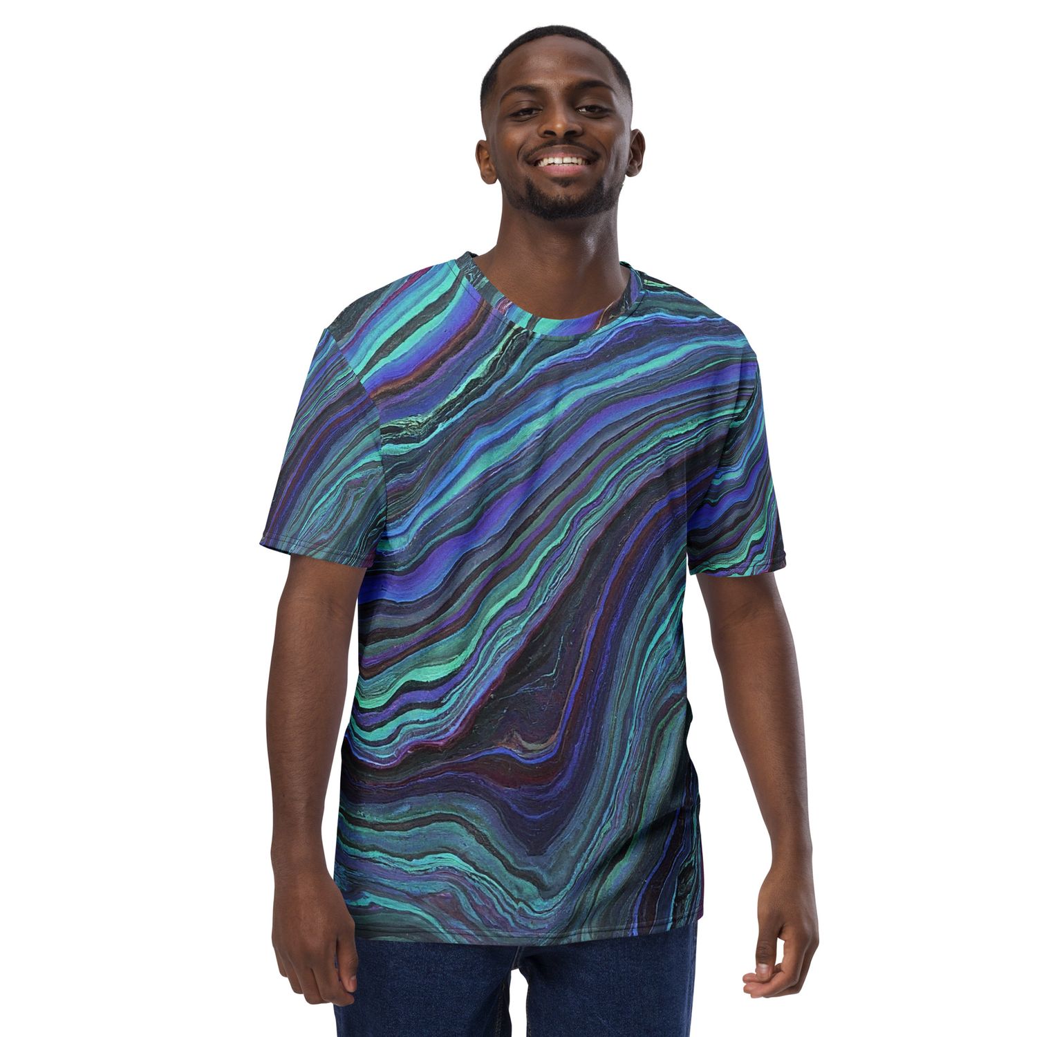 Navy/Blue Sinuous  Print Men&#39;s T-Shirt