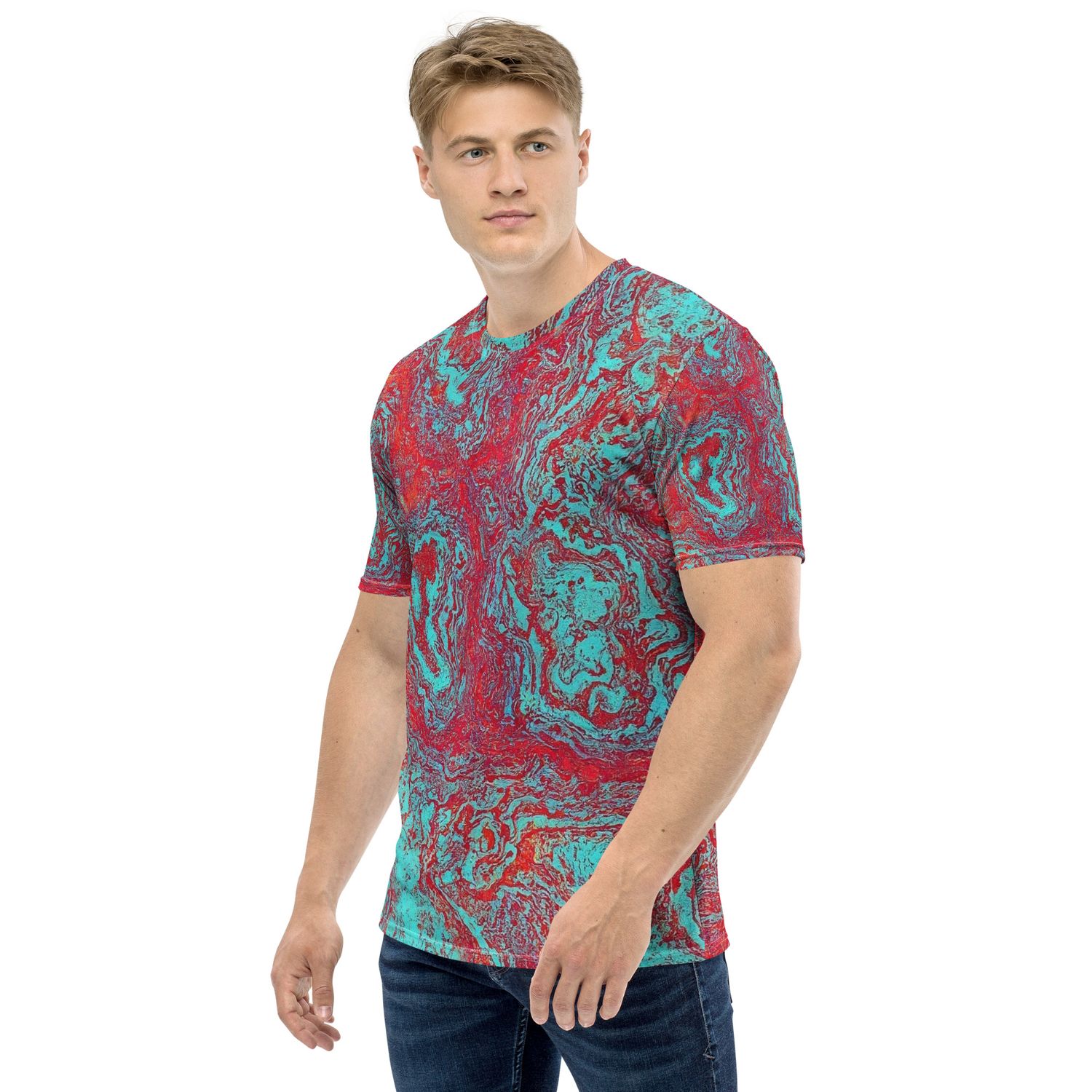 Pink/Blue Sinuous  Print Men&#39;s T-Shirt