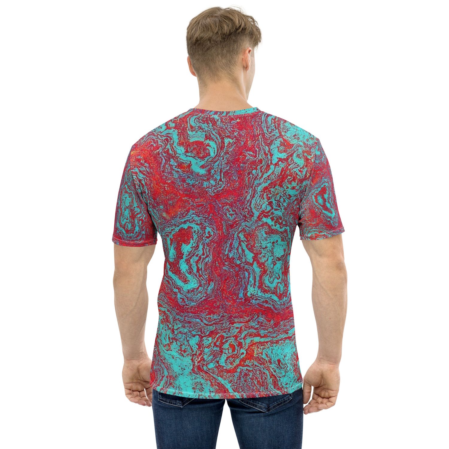 Pink/Blue Sinuous  Print Men&#39;s T-Shirt