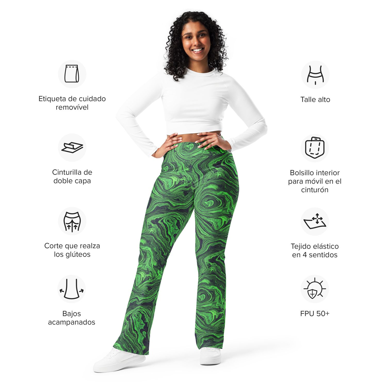 Abstract Green Flare Leggings