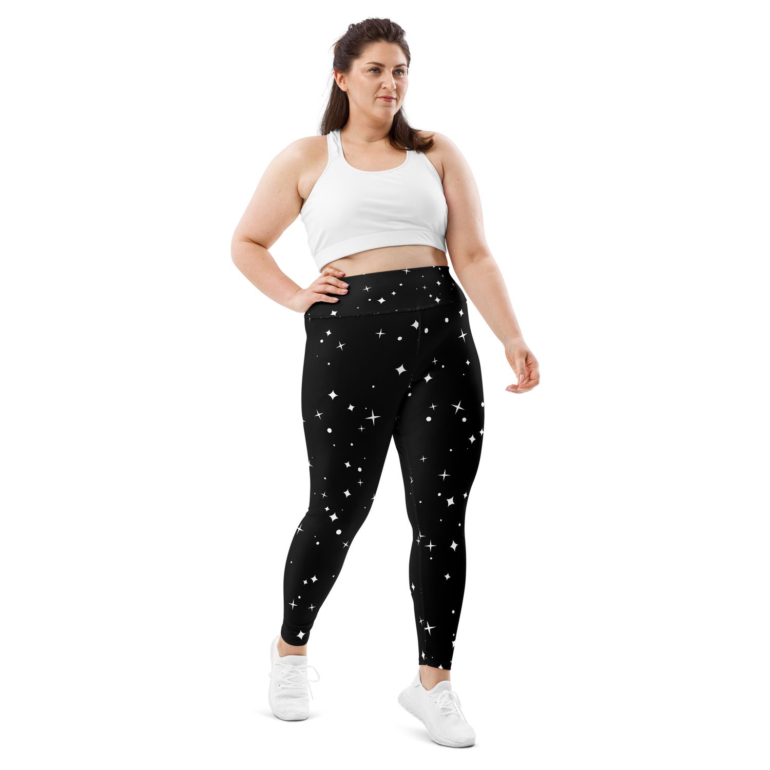 Sparkling Stars - Black, Plus Size Leggings