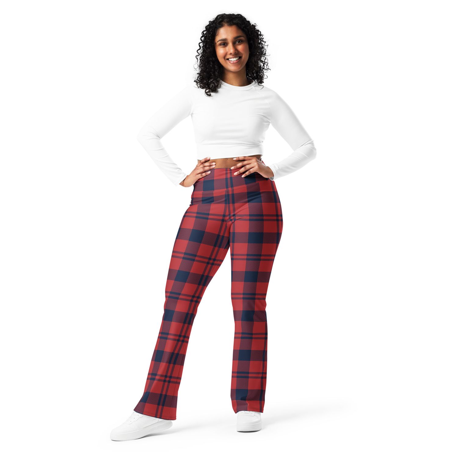 Plaid Black/Red Flare Leggings