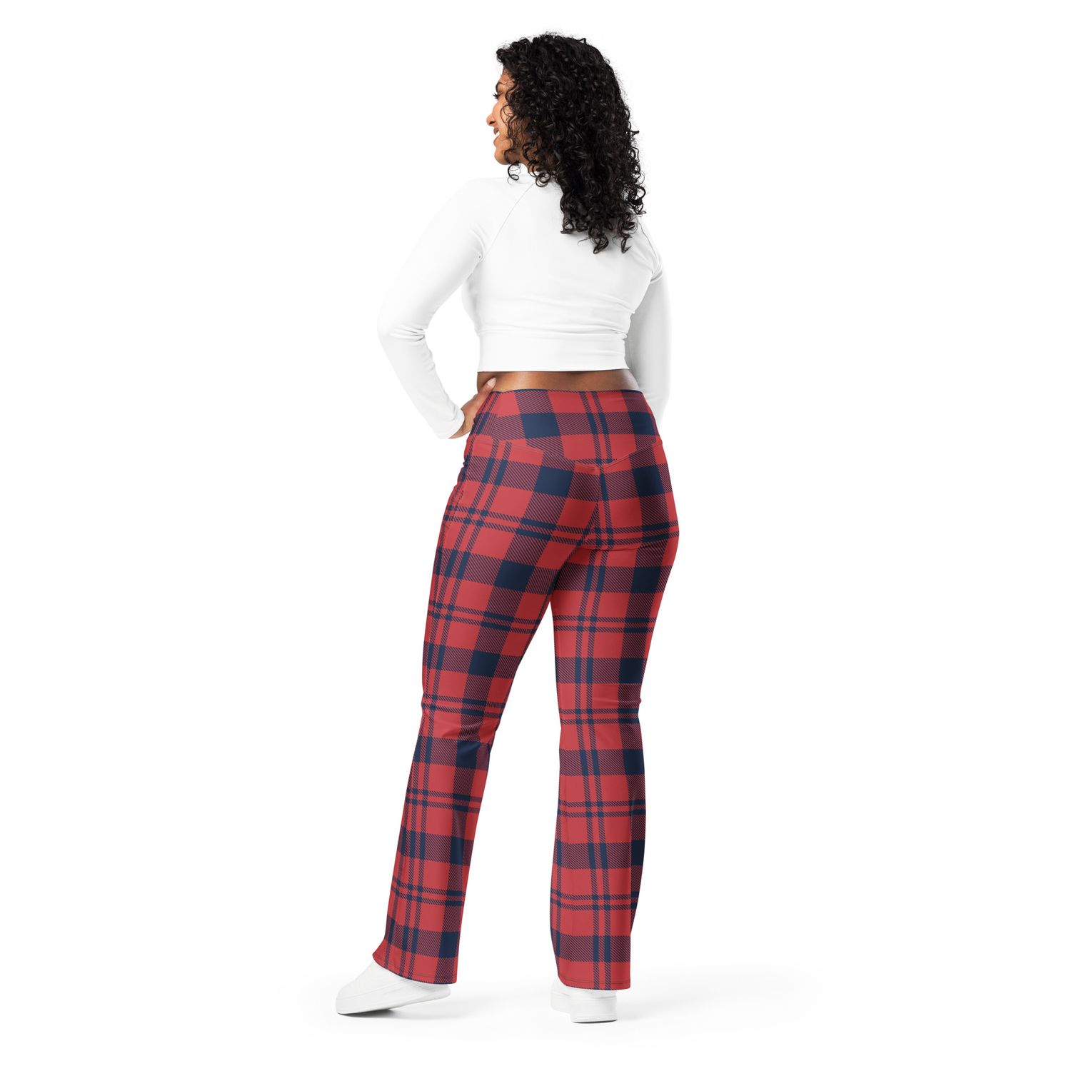 Plaid Black/Red Flare Leggings