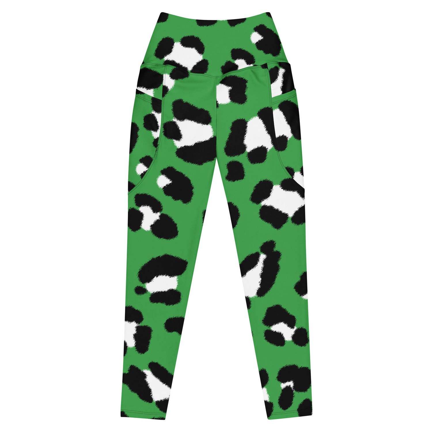 Animal Green Print Sports Leggings with Pockets