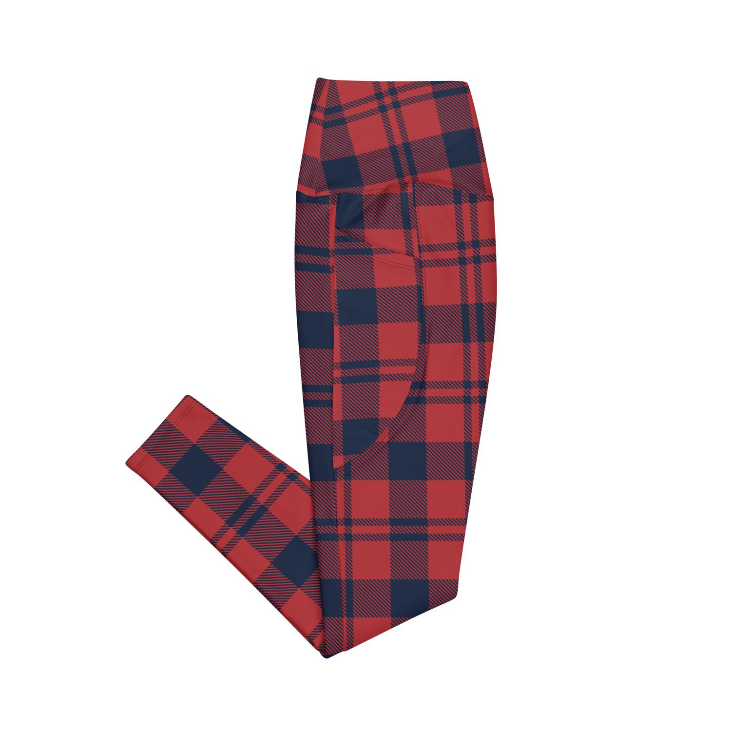 Plaid Black/Red Leggings with Pockets