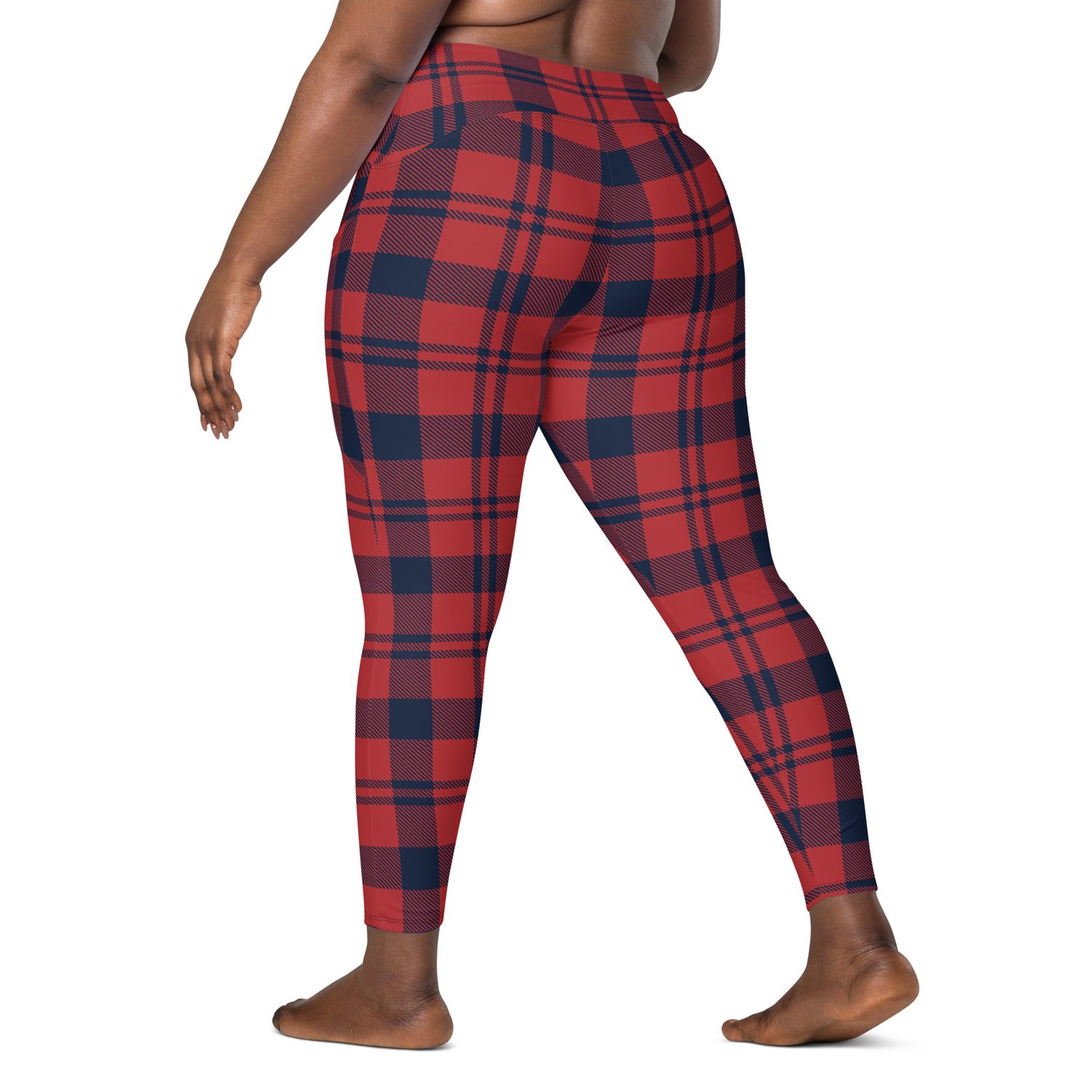 Plaid Black/Red Leggings with Pockets