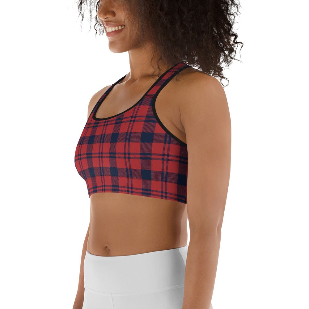 Plaid Black/Red Sports Bra