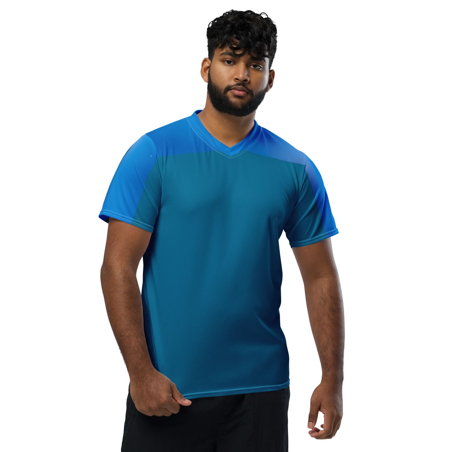 Athletic Two Tone Cerulean Blue Recycled  Sports Jersey