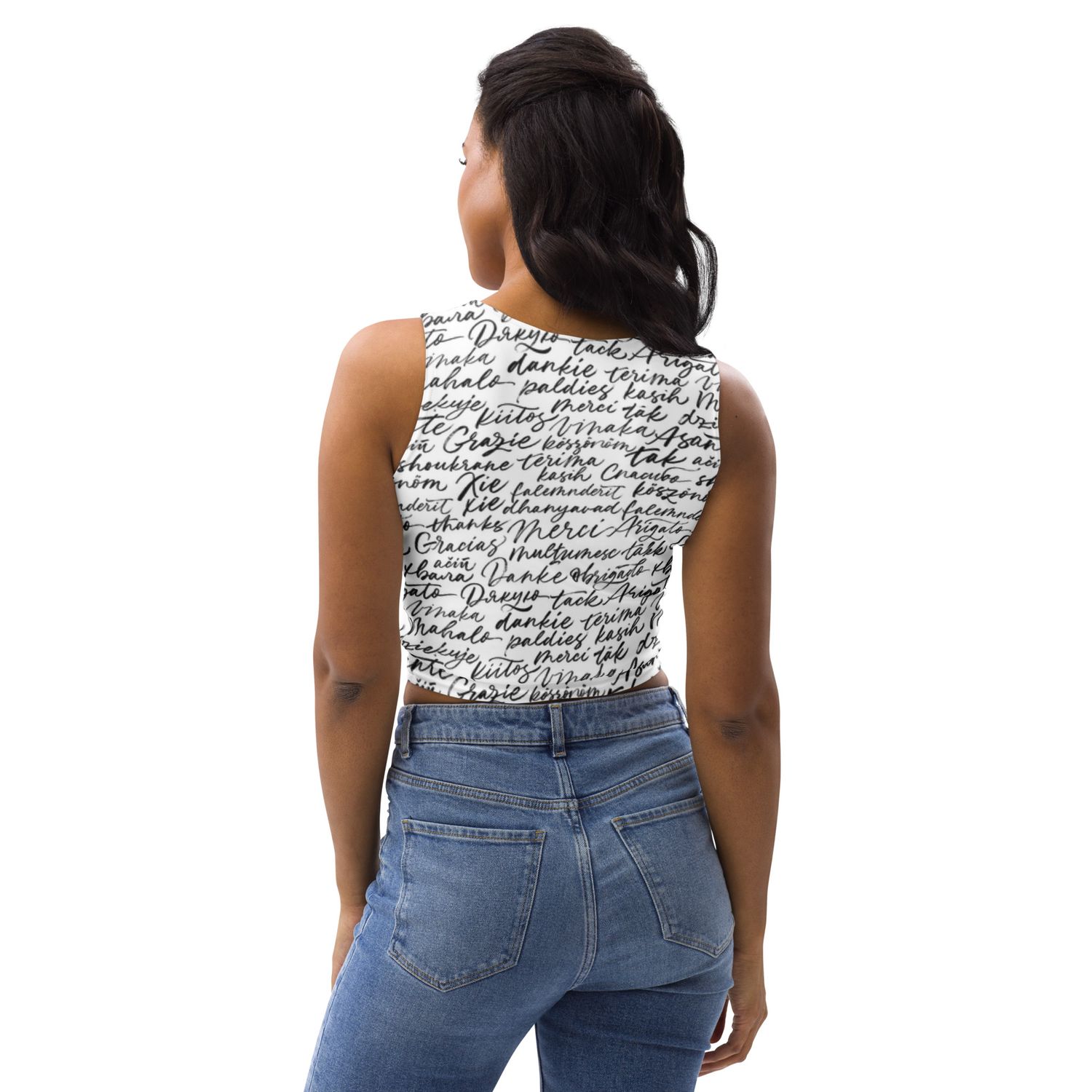 14 Script Print Crop Top