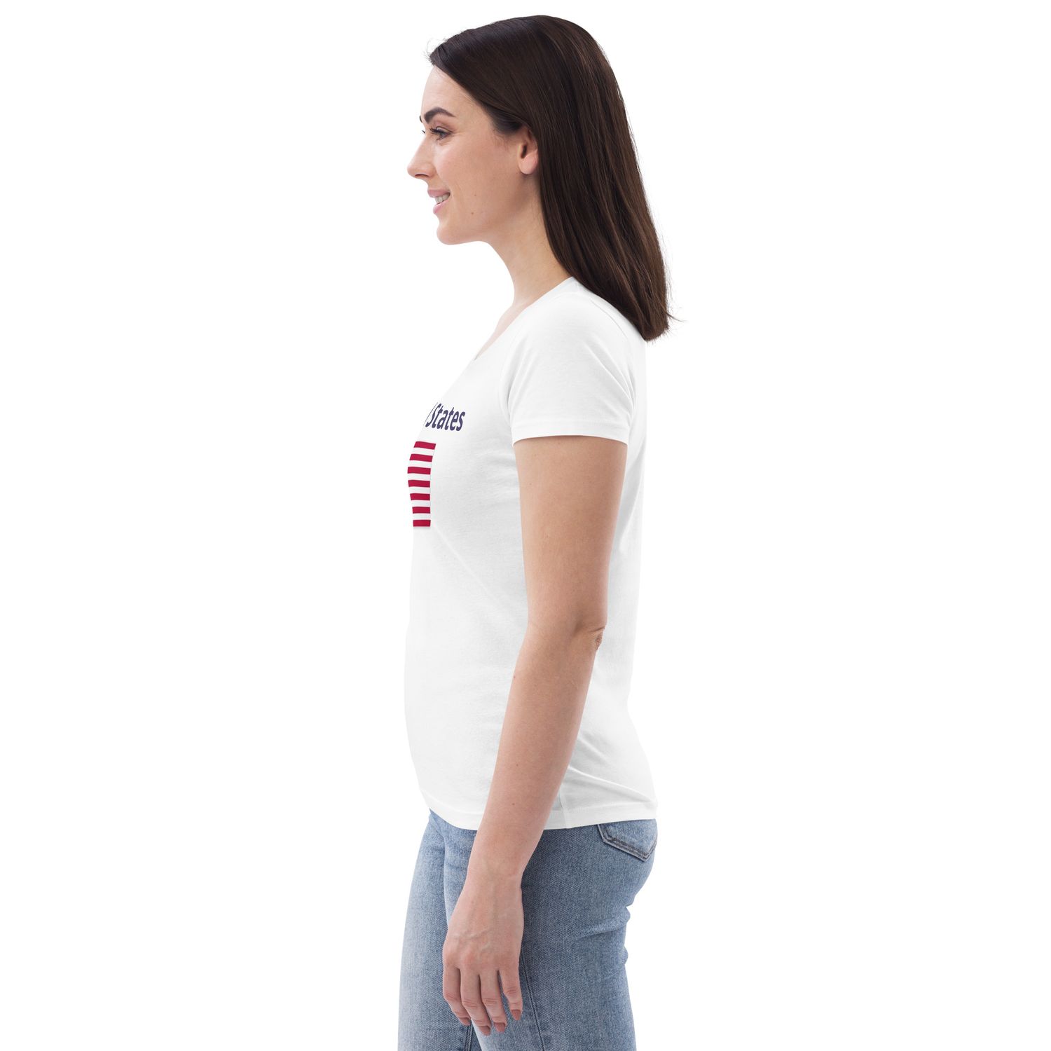 United States Flag Print - Women&#39;s Fitted Eco Tee