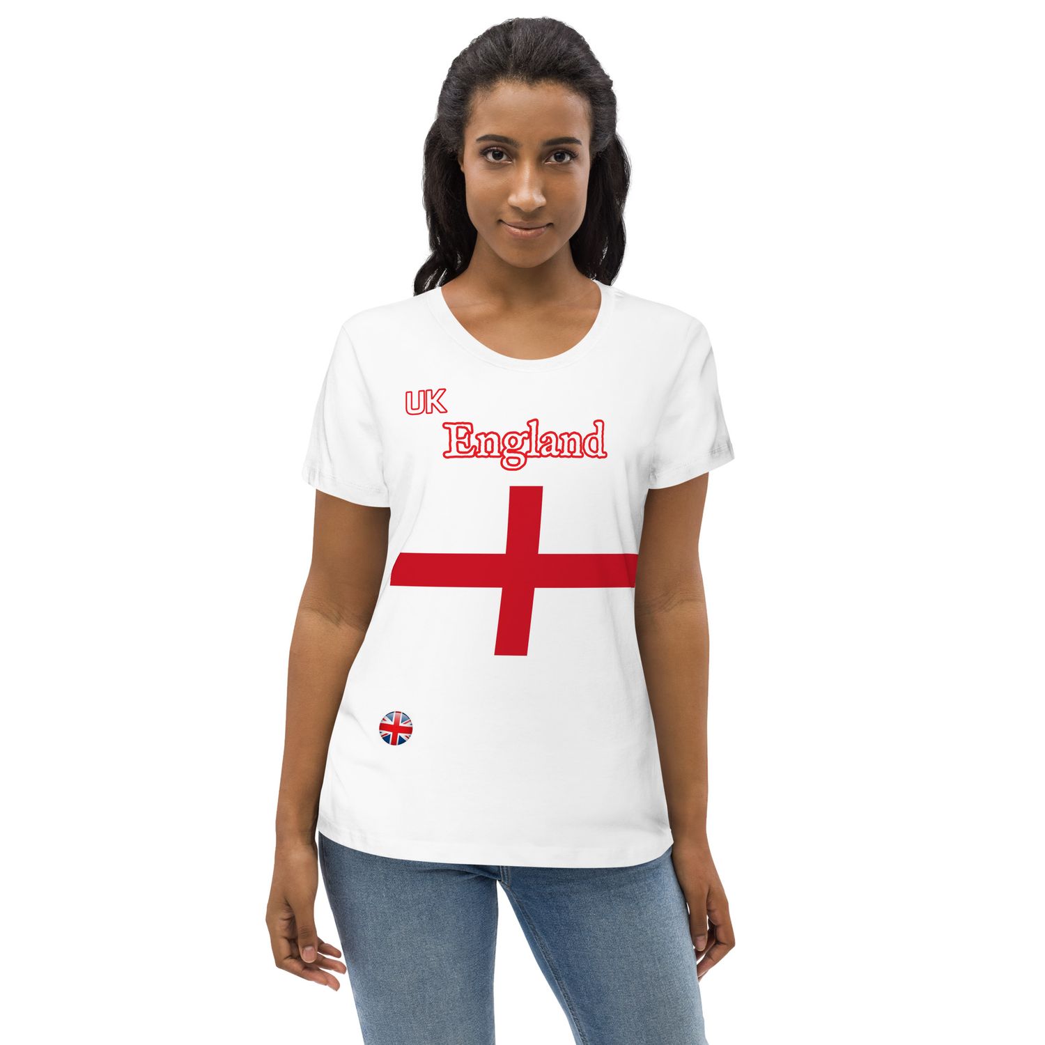 England Flag Print Women&#39;s Fitted Eco-Tee