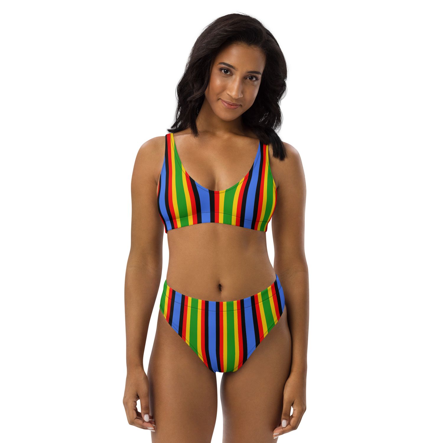 Multicolored Recycled High-Waisted Bikini