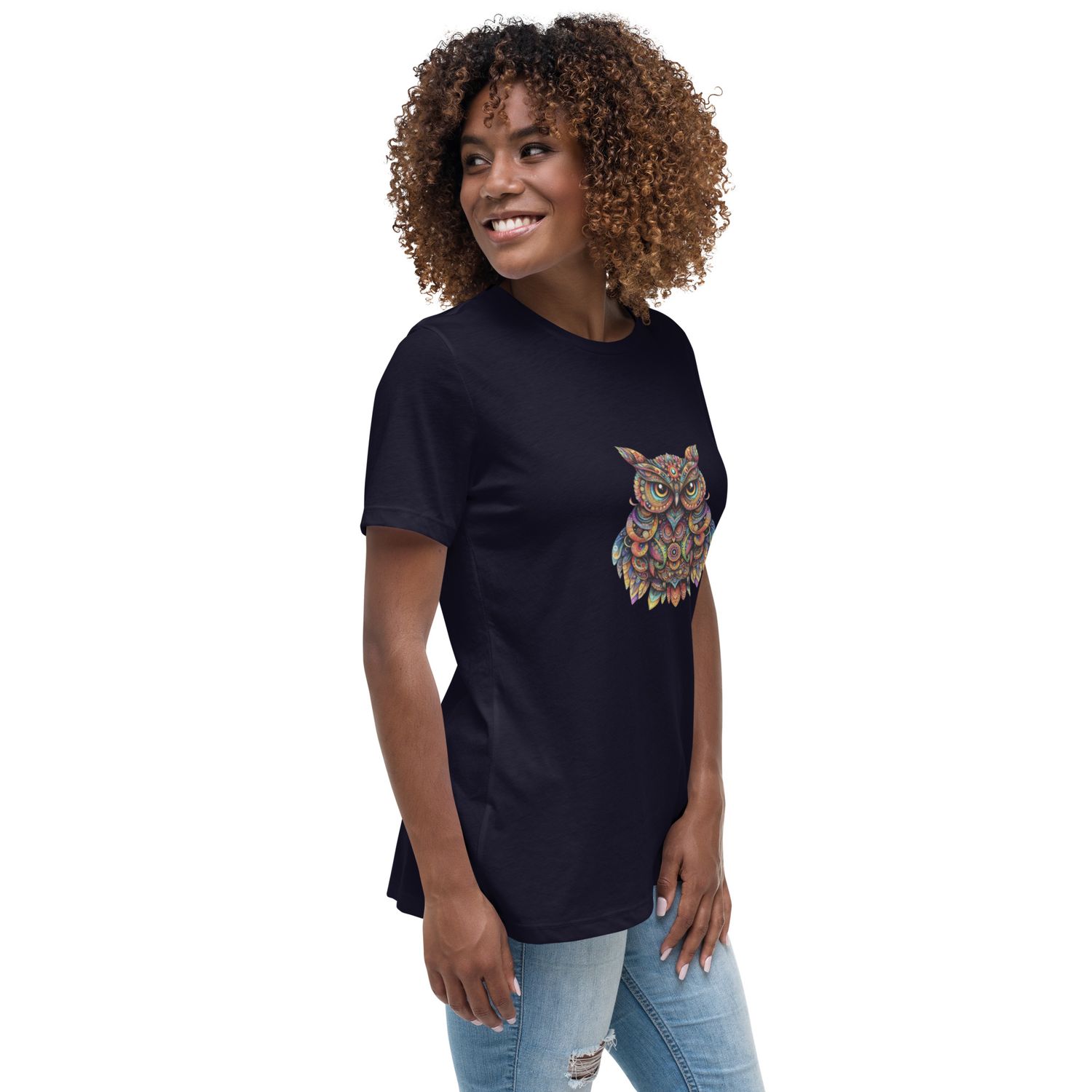 Women&#39;s Owl Print Relaxed Fit T-Shirt - Wisely Comfortable