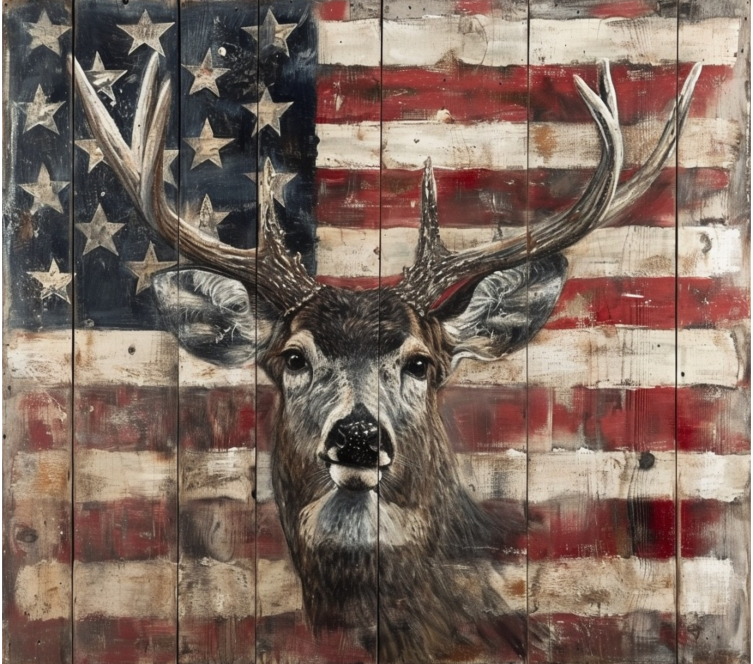 Deer with American flag background