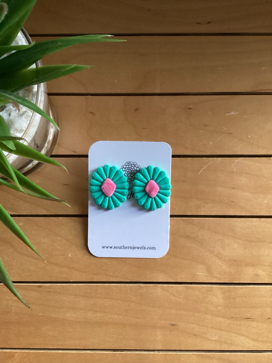 Mint Blue and Pink Squash Blossom