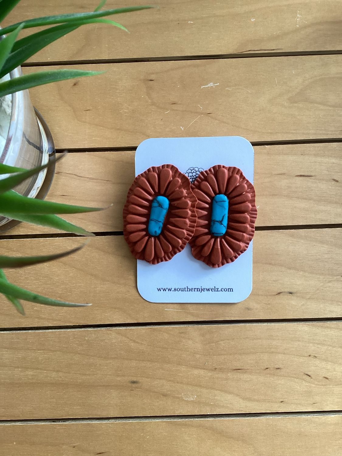 Cinnamon And Turquoise (XL) Squash Blossom