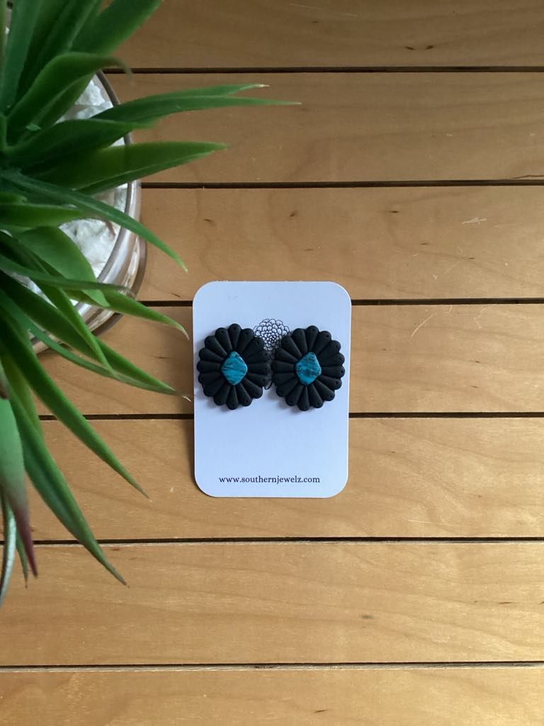 Black and Turquoise Squash Blossoms