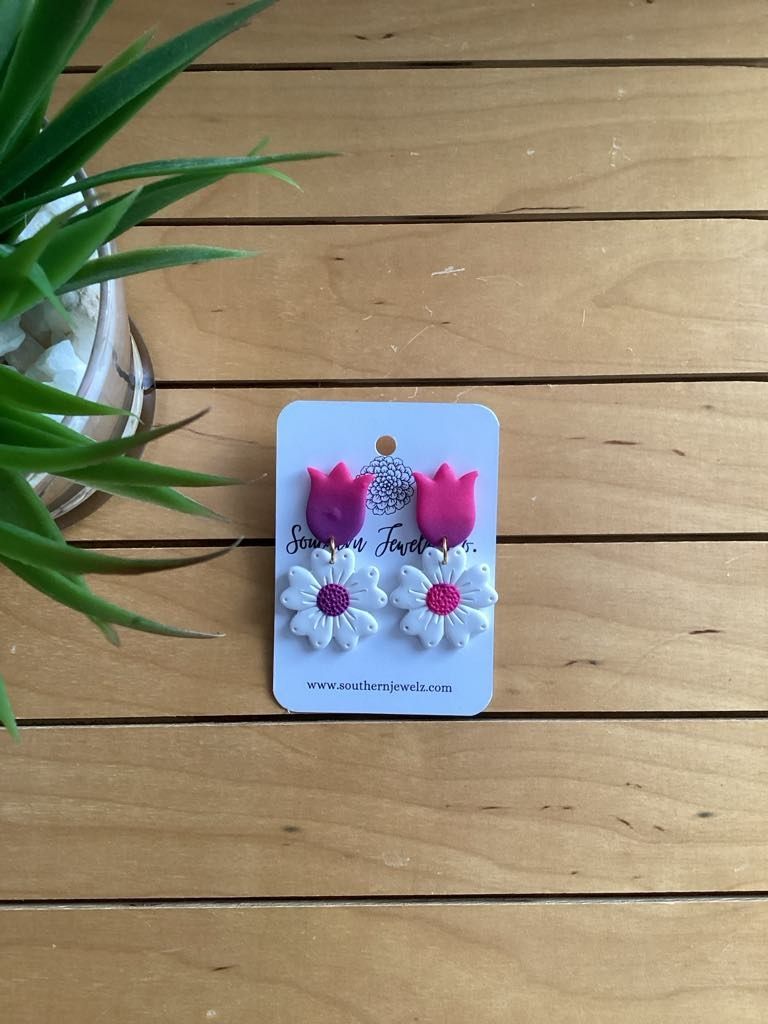 Pink Ombre Tulips and Daisies