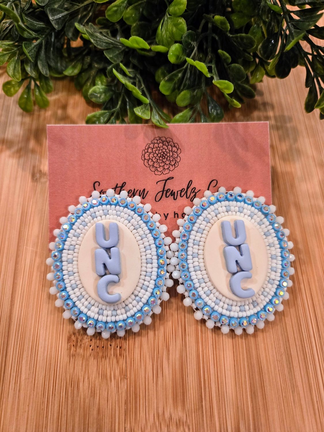 UNC Tar Heel Beaded Earrings
