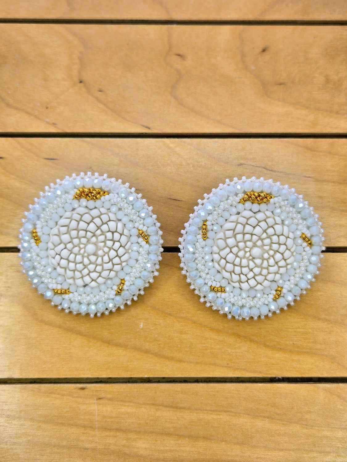 Sun-Kissed Snow Pinecone Beaded Earrings
