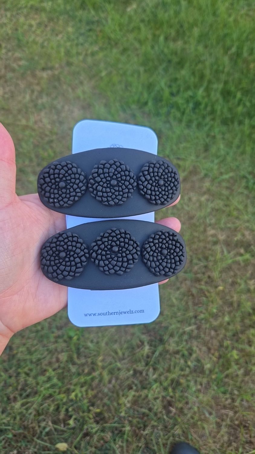 Oval Pinecone Patchwork Hair Barrettes