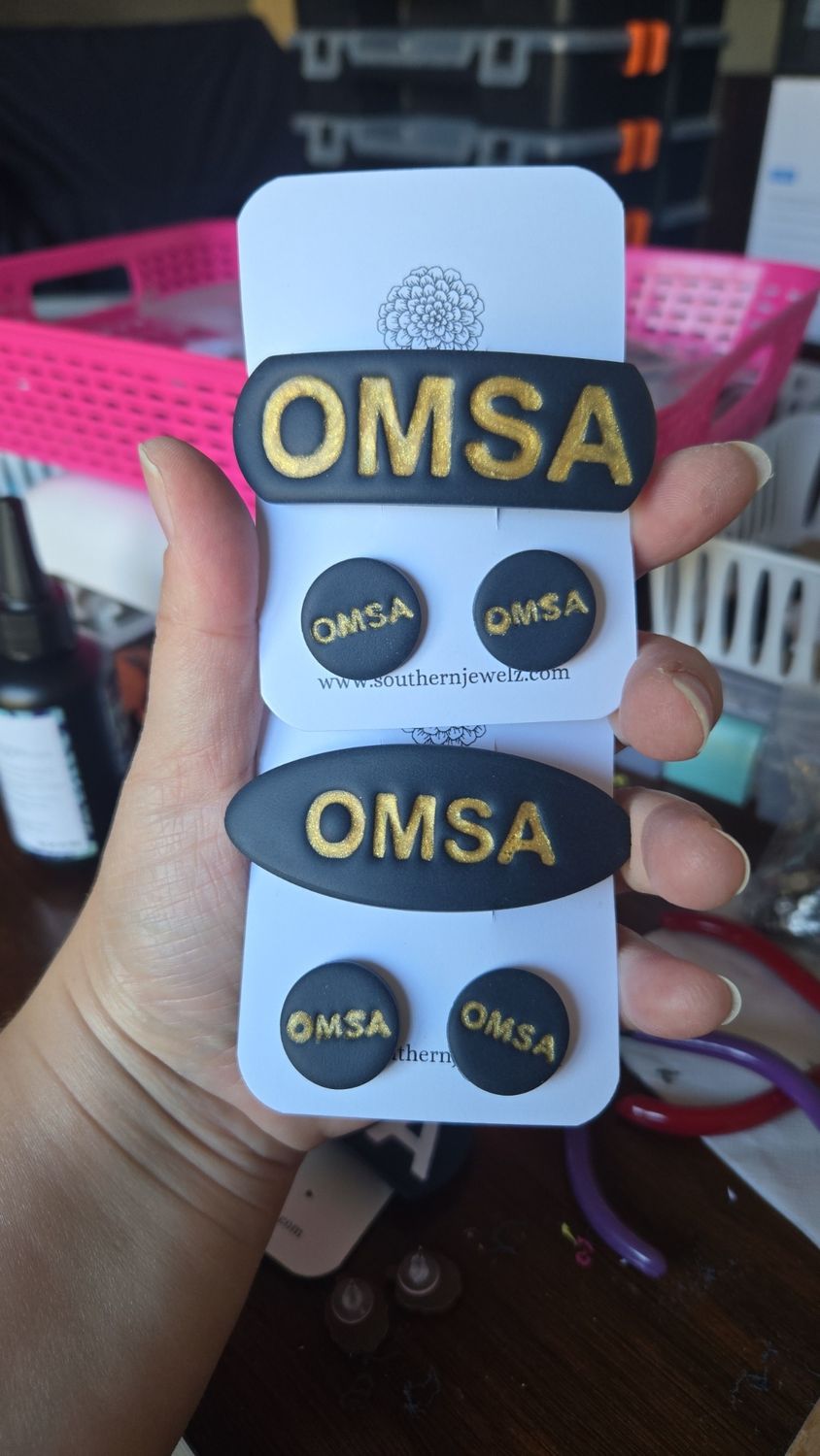 Old Main Stream Academy SMALL Hair Barrette sets with Matching Earrings 