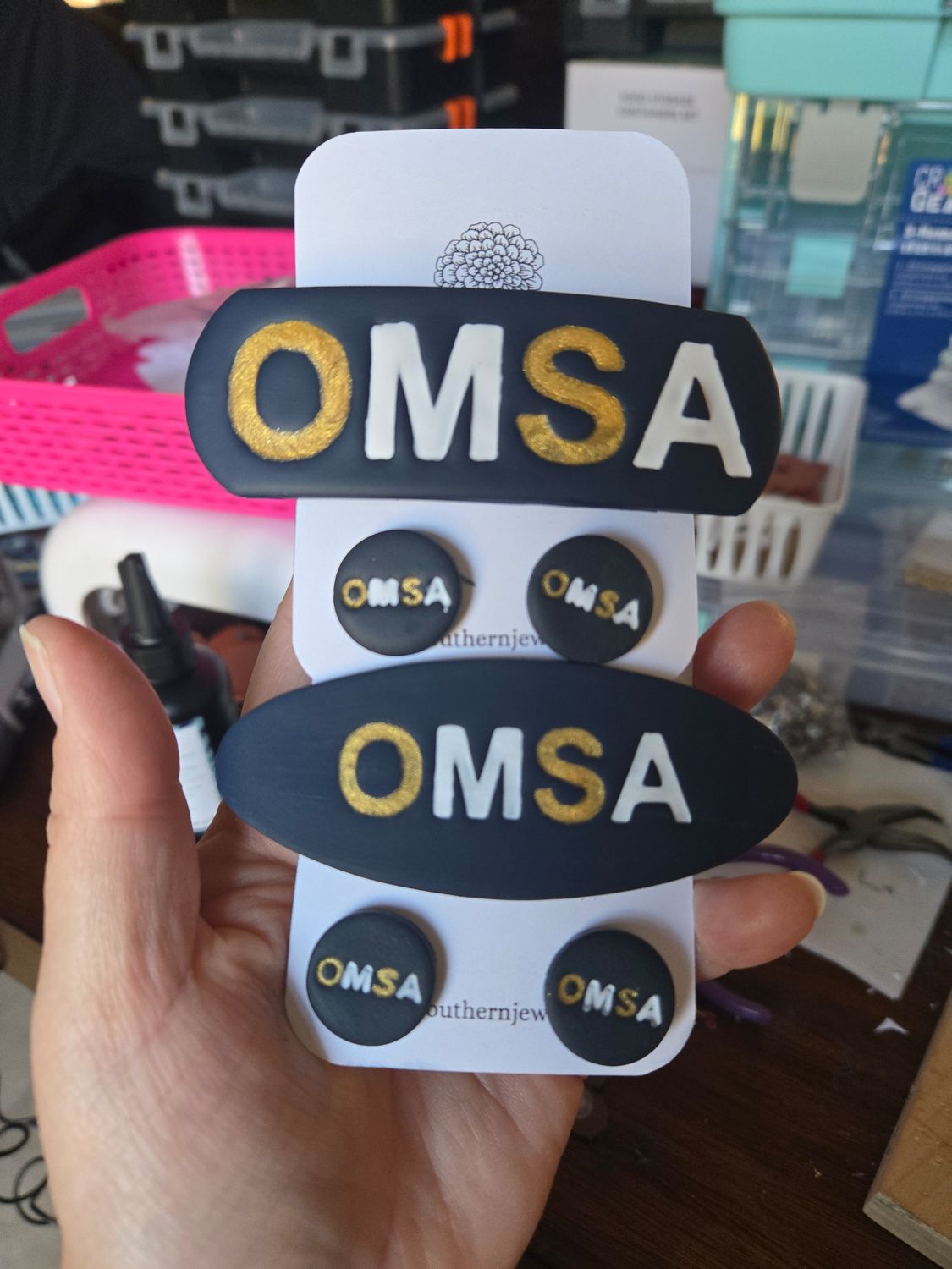 Old Main Stream Academy (LARGE) Hair Barrette sets with Matching Earrings