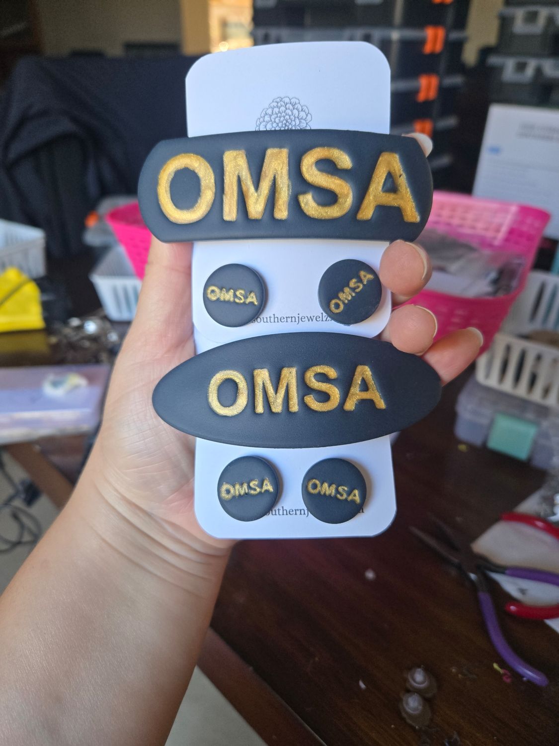 Old Main Stream Academy LARGE Hair Barrette sets with Matching Earrings