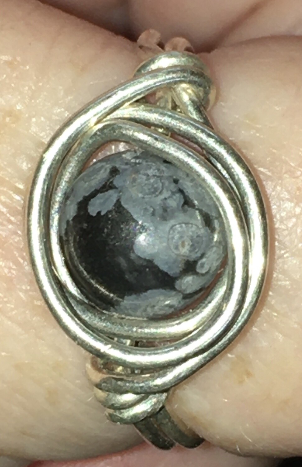Sterling Snowflake Obsidian Ring