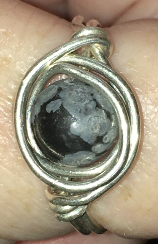 Sterling Snowflake Obsidian Ring