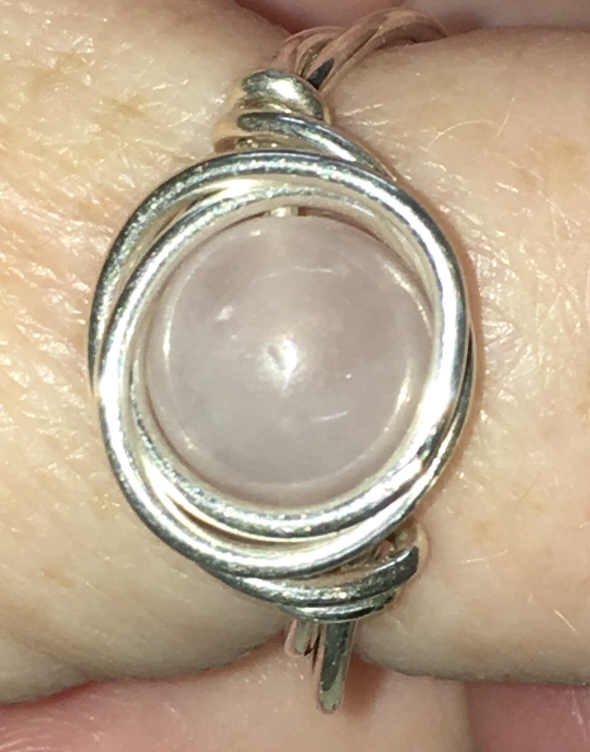 Sterling and Rose Quartz Ring