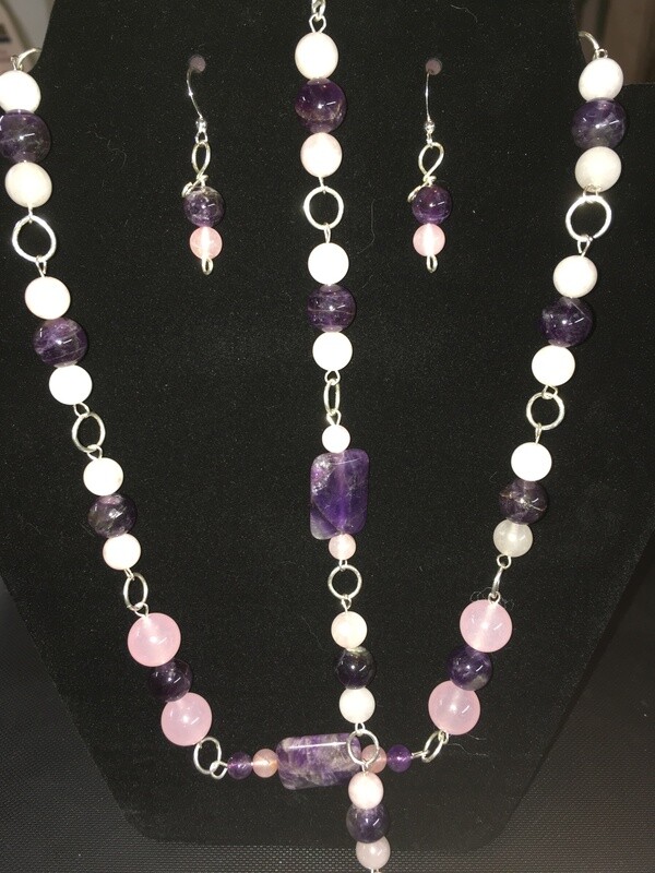 Amethyst and Rose Quartz Set