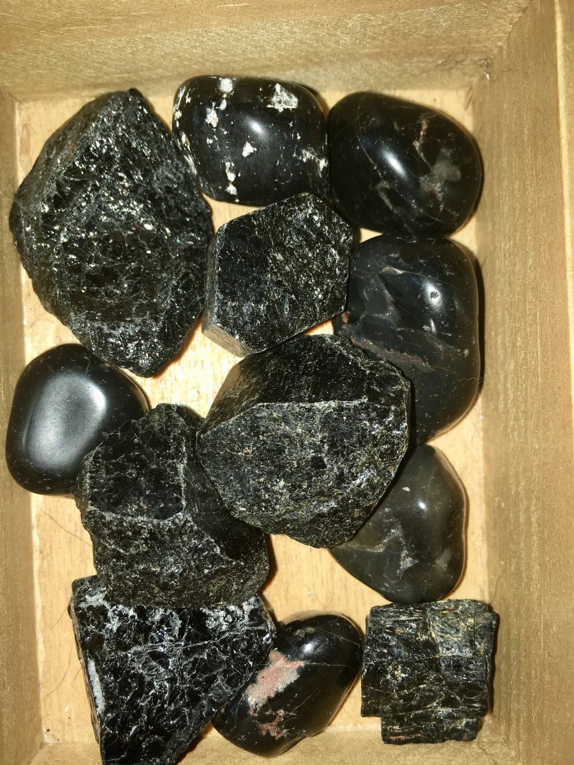 Rough &amp; Tumbled Black Tourmaline