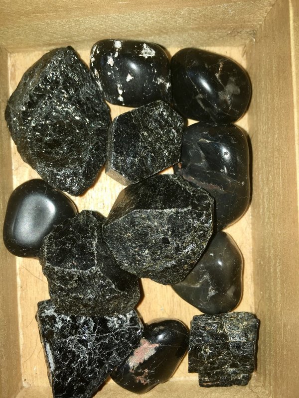 Rough &amp; Tumbled Black Tourmaline