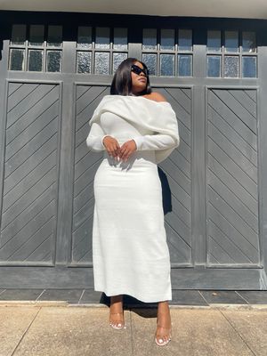 Lily White Off Shoulder Knit Dress